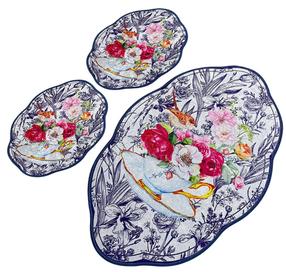 Vannasistabas paklājiņu komplekts Foutastic Birdie, zila krās./balta krās./rozā krās., 100 cm x 60 cm