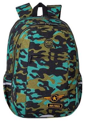 Mokyklinė kuprinė CoolPack Climber Air force, ruda sp./turkio sp./žalia sp., 45 cm x 33 cm x 33 cm