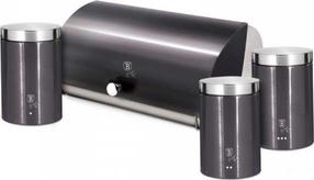 Duoninė ir laikymo indelių rinkinys Berlinger Haus Carbon Pro BH-6732, sidabro sp./pilka sp.
