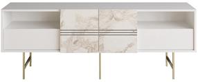 TV staliukas Kalune Design Derin, aukso sp./balta sp., 180 cm x 37.1 cm x 64.7 cm