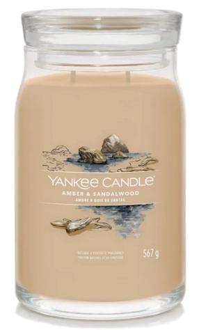Žvakė, aromatinė Yankee Candle Signature Amber & Sandalwood, 60 - 90 h, 567 g, kreminė sp.