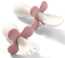 Stalo įrankiai BabyOno Ergonomic Utensils, 1 m., plastikas, balta sp./rožinė sp.