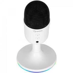 Kondensatora mikrofons Marvo MIC-06 RGB, balta krās.
