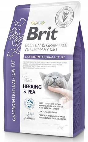 Kuiv kassitoit Brit Gastrointestinal-Low Fat, heeringas/herned, 2 kg