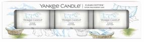 Žvakė, rinkinys, aromatinė Yankee Candle Signature Clean Cotton, 10 h, 37 g, 3 vnt., balta sp.