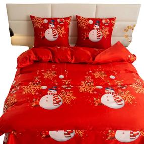 Kalėdinis patalynės užvalkalų komplektas PGJ-25, baltas/raudonas, 200 x 220 cm