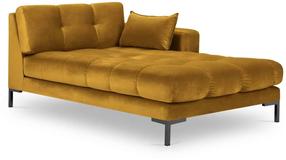 Sofa Micadoni Home Mamaia Velvet Chaise Longue Right, juoda sp./geltona sp., dešininė, 185 x 102 cm x 75 cm