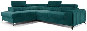 Kampinė sofa Laurence Mat Velvet 75, tamsiai žalia sp., kairinė, 205 x 278 cm x 92 cm