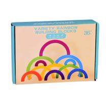 Medinės kaladėlės, dėlionė Rainbow, įvairių spalvų