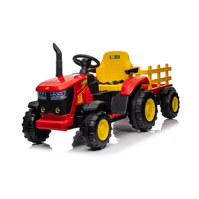 Vaikiškas elektrinis traktorius Tractor with Trailer, raudona/geltona