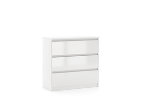 Komoda Simple, balta sp./balta blizgi sp., 78.5 cm x 80 cm x 39 cm