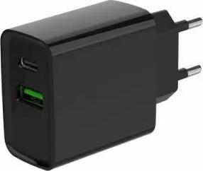 Telefono įkroviklis Gembird, USB Type C/USB Type A, 8.5 cm, juoda sp., 20 W