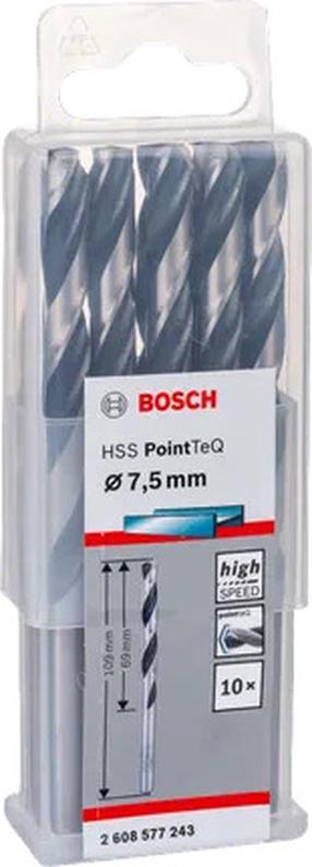 Metalo grąžtų rinkinys Bosch PointTeQ, metalas, hss, cilindrinis, 7.5 mm x 10.9 cm