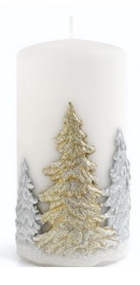 Svece, cilindriskas Artman Winter Trees BC5155, balta krās.