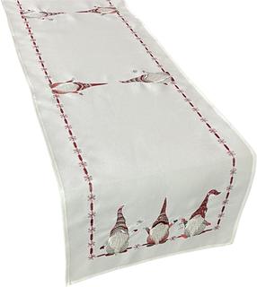 Ziemassvētku galda celiņš taisnstūrveida OSD01-1, balta krās./sarkana krās., 40 x 85 cm