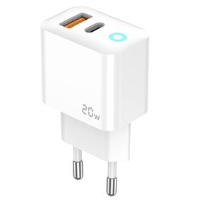Ceļojumu lādētājs Jellico EU11, USB Type C/USB Type A, balta krās., 20 W