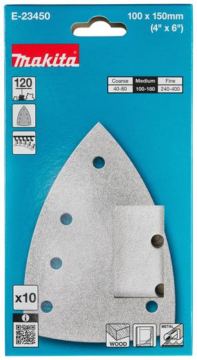 Šlifavimo lapas Makita E-23450, 120, 15 cm x 10 cm, 10 vnt.