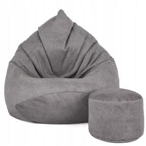 Sėdmaišis su pufu Sako Mega Premium Terra Velour XL, pilka sp.