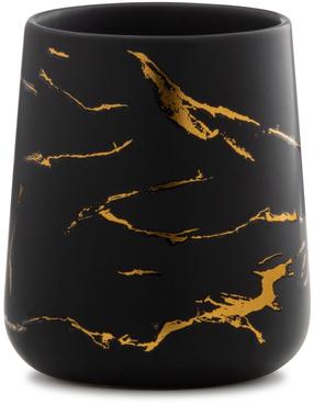 Dantų šepetėlio stiklinė Jotta Aurum, aukso sp./juoda sp., 9 cm x 10 cm x 9 cm