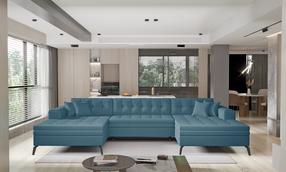 Kampinė sofa Vertizo Savoi 38, mėlyna sp., 350 x 170 cm x 93 cm