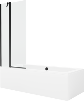 Vonia su sienele, laisvai pastatoma Mexen Cube, 180 cm x 80 cm x 39 cm, stačiakampis, skaidri sp./balta sp.