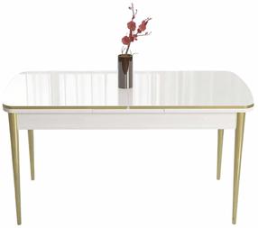 Valgomojo stalas išskleidžiamas Kalune Design Nira, aukso sp./balta sp., 114 - 144 cm x 78 cm x 78 cm