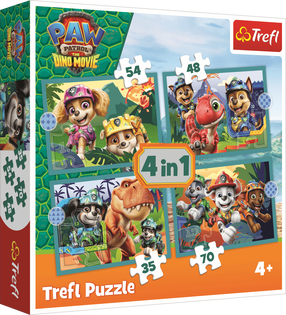 Puzle 4in1 Trefl Paw Patrol 34687, 20.5 cm x 28.5 cm, 71 gab., daudzkrāsaina