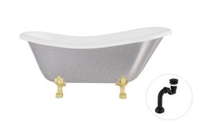 Vonia, laisvai pastatoma Besco Otylia Glam, 170 cm x 77 cm x 68.5 cm, ovalas, aukso sp./balta sp.