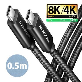 Vads Axagon BUCM4X-CM05AB, 2 x USB Type C, 50 cm, melna krās., 240 W