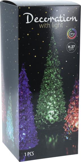 Akrilinė kalėdinė eglutė LED 27 cm, įvairių spalvų
