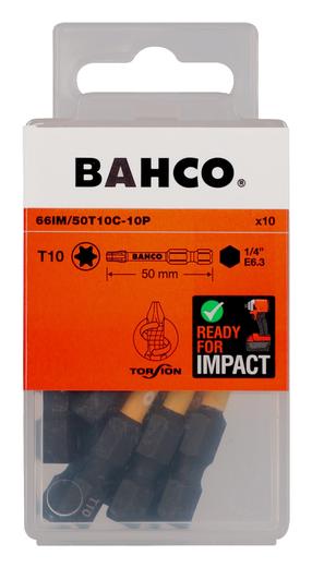 Triecienskrūvgrieža biti, komplekts Bahco 66IM/50T10C-10P, T10, 50 mm, 1/4"