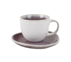 Puodelis su lėkštute Domoletti Cherry Velvet, balta sp./violetinė sp., 0.1 l