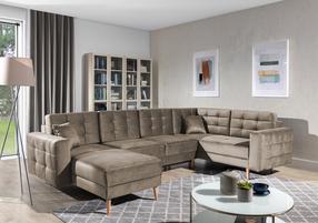 Kampinė sofa Asgard U Monolith 09, šviesiai ruda sp., 202 x 326 cm x 93 cm