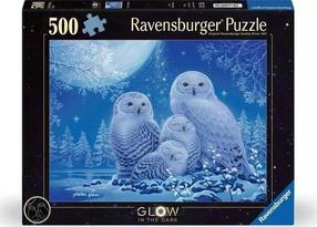 Пазл Ravensburger Glow Owls In The Moonlight, 36 см x 49 см, 500 шт., многоцветный