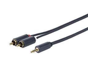 Кабель Vivolink PROMJRCA7 3.5 mm, 2 x RCA male, 15 м, черный цв.
