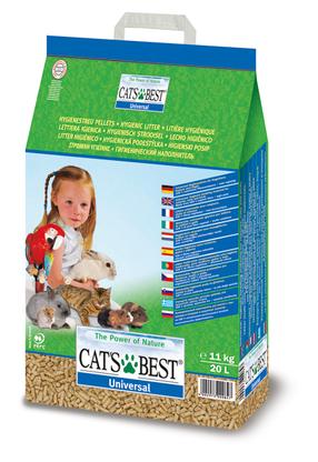 Kaķu smiltis Cat's Best Universal, koka skaidas ( necementējošās), 11 kg, 20 l
