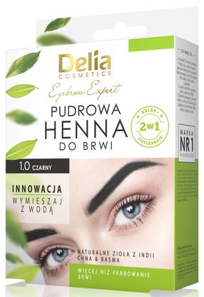 Antakių ir blakstienų dažai Delia Cosmetics Eyebrow Expert Powder Henna, 4 g, juoda sp. 1.0 black