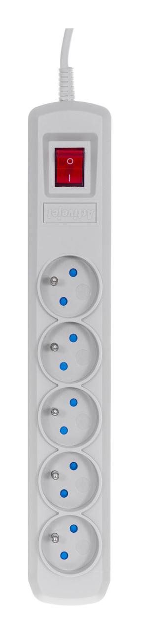 Pikendusjuhe ActiveJet Combo, 5 m, 5 pesa, lülitiga, valge v.