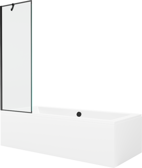 Vonia su sienele, laisvai pastatoma Mexen Cube, 170 cm x 80 cm x 39 cm, stačiakampis, skaidri sp./balta sp.