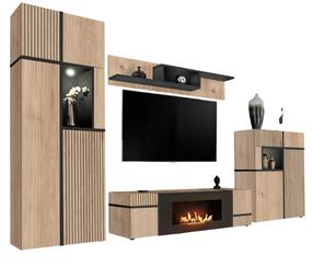 Svetainės baldų komplektas ASM Cross Cross, vidaus, rudas/juodas