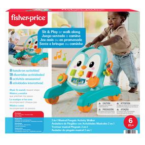 Детский толкатель - ходунки Fisher Price 2in1 Penguin Activity, 40 см, синий цв.