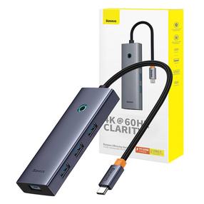 Adapteris Baseus HDMI + 4 × USB 3.0 + USB-C PD, HDMI/4 x USB 3.0/USB-C, 10 cm, 100 W