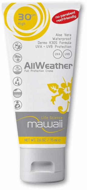 Krēms iedeguma kopšanai ķermenim Mawaii All Weather Sun, Wind & Cold Protection SPF30, 75 ml