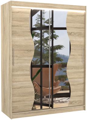 Spinta ADRK Renzo LED, sonoma ąžuolo sp., 58 cm x 150 cm x 200 cm, su veidrodžiu