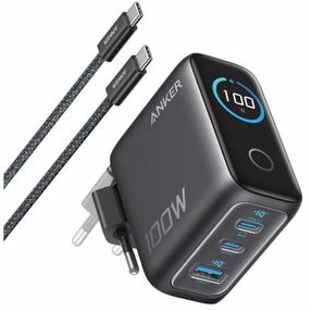 Telefona lādētājs Anker Smart Display B121BGZ1, USB Type A/2 x USB Type C, tumši pelēka krās., 100 W