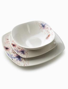 Pietų servizas AffekDesign Lea Delicate, porcelianas, balta sp./rožinė sp./violetinė sp., 18 vnt.