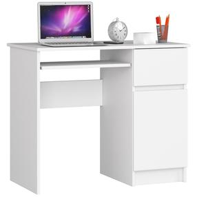 Rašomasis stalas su spintele Akord Furniture Factory Piksel Right, 90 cm x 50 cm, 77 cm, balta sp.