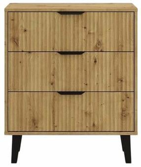 Komoda Akord Scandi 3S Slim, ruda sp./juoda sp., 81.5 cm x 39 cm x 70 cm