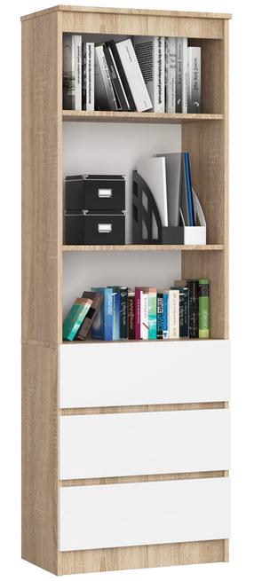 Grāmatu plaukts Akord R60, brūna krās./balta krās., 180 cm x 60 cm x 35 cm