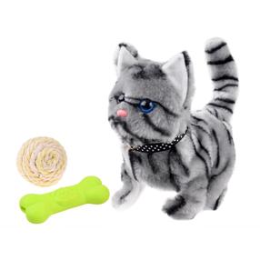 Игрушечное животное, c аксессуарами кошка, 18 см, серый цв.